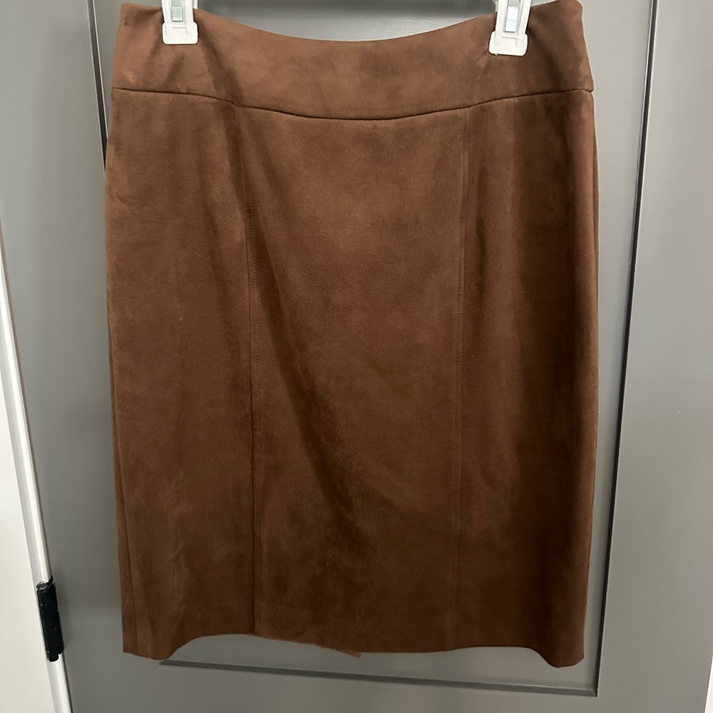 Brown Faux Suede Knee Length Pencil Skirt - Tommy Hilfiger